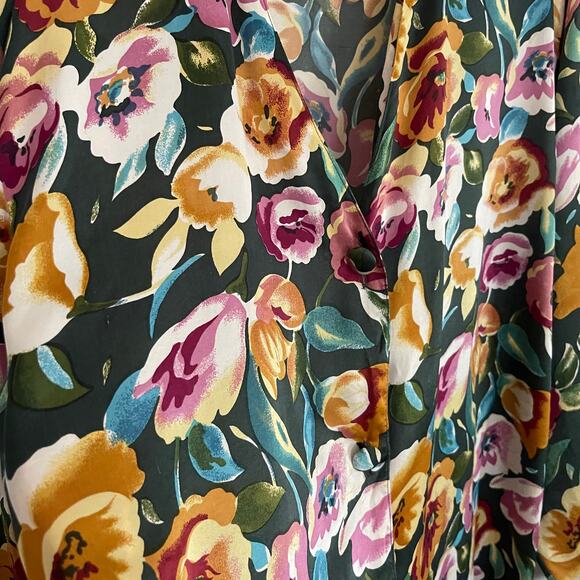 Intimates Y2K Vintage Floral Women's Silk Robe Cover Up Loungewear Size Large - Picture 4 of 6